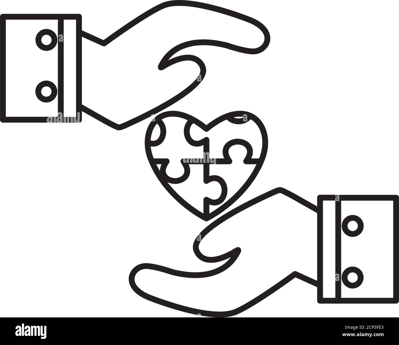 casse-têtes entre mains style ligne icône conception vectorielle Illustration de Vecteur