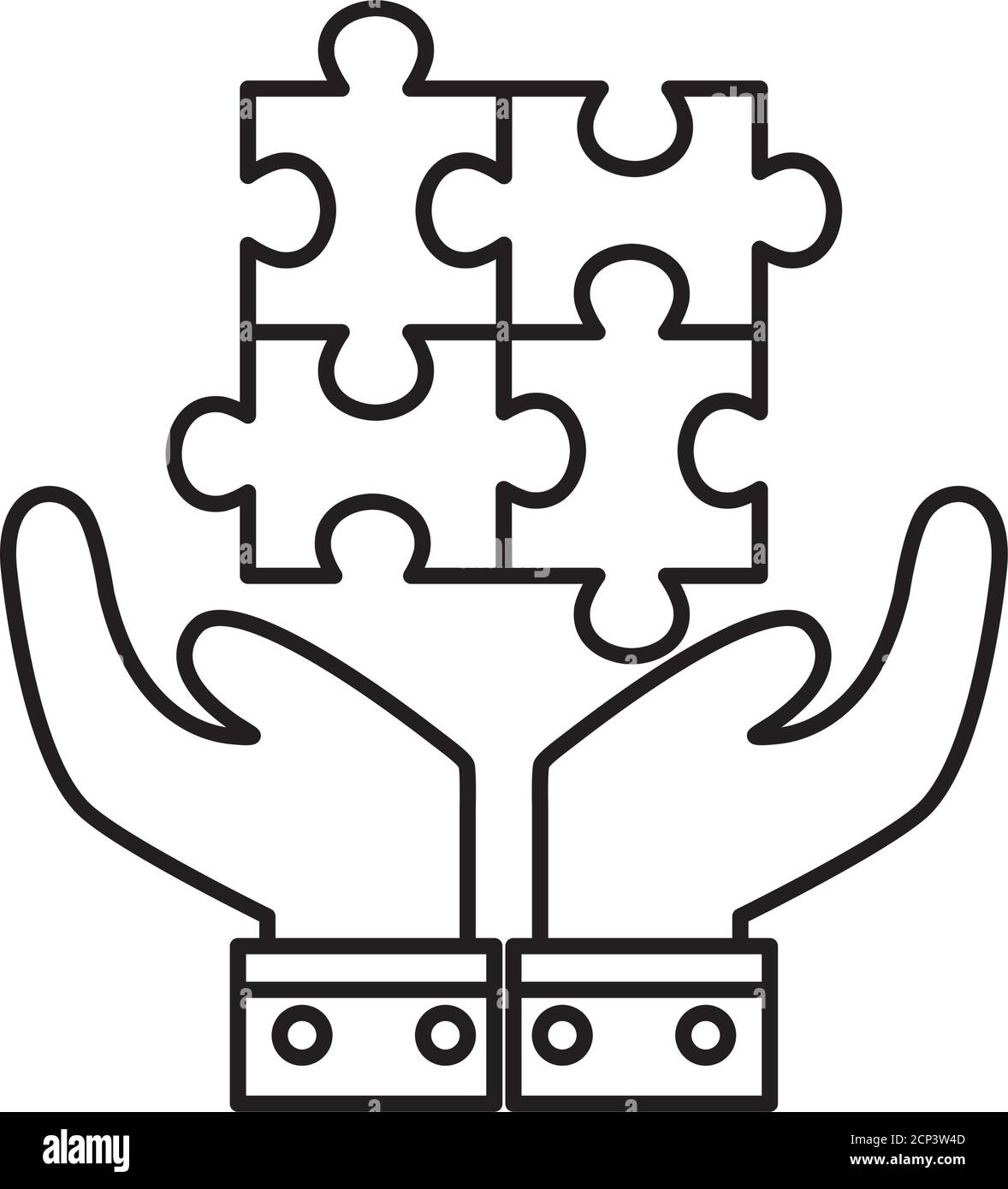 casse-têtes style ligne mains design vectoriel d'icône Illustration de Vecteur