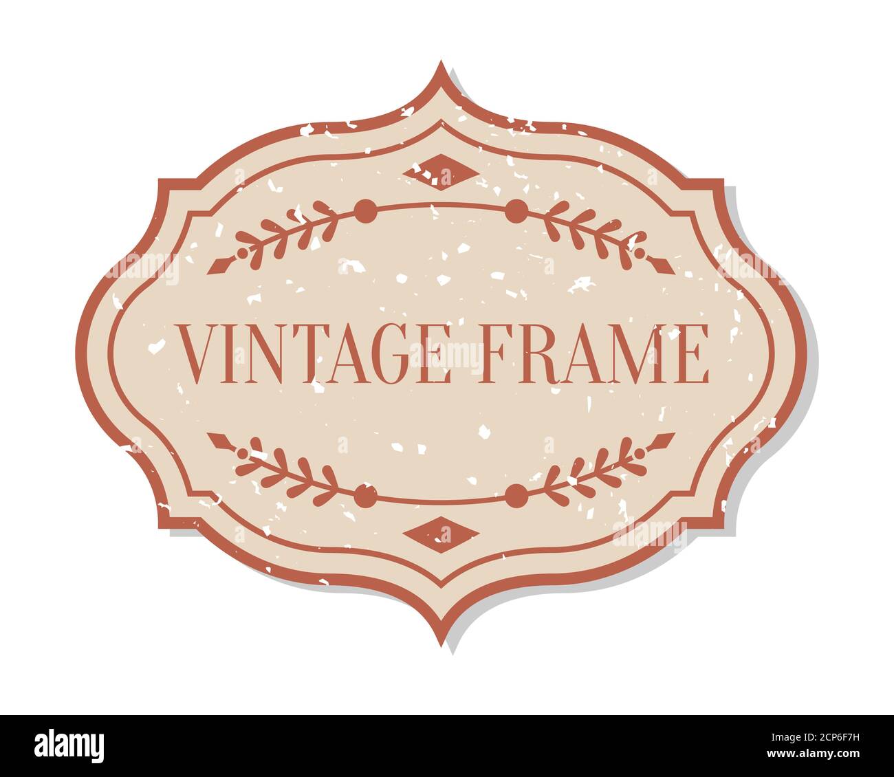 Étiquette de couleur vintage avec élément décoratif gringe. Modèle de texte de cadre d'autocollant de style plat. Bannière rétro, design menu, badge unique vintage isolé sur illustration vectorielle blanche Illustration de Vecteur