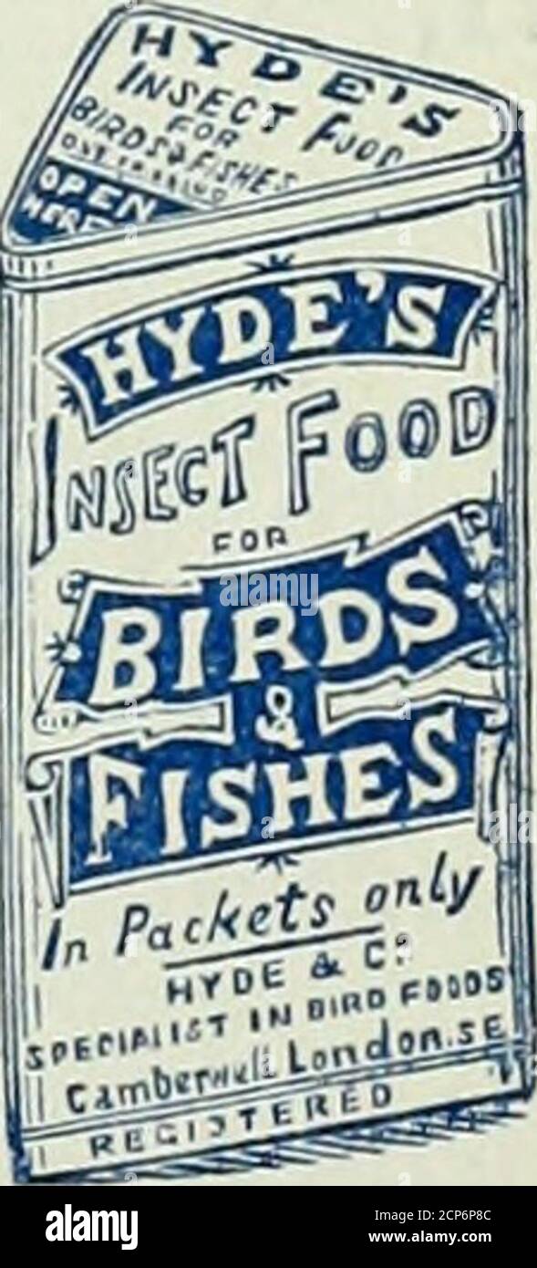 . Notes d'oiseau . l^BlRDS! Pour les aras, PARRAKEETS,ET AM, ESPÈCES de PERROQUETS. HYDES NATURALFOOD FOK OISEAUX ET POISSONS. Beaucoup de relismentes par les requins, les Thnishes, les oiseaux noirs, les étoiles, et jamais) genre d'oiseaux enivores de l'INSEC. Exemple de boîte, ID Vendu en paquets par All Sellers of Bird Seed, et Wholesale of R. HYDE & CO., Ltd., BIRD FO OD SPE CIA L IS TS, Harold St., Gamberwell, London, S.E.. Grand post octavo]. [Illustré. L'HYGIÈNE DE L'OBSERVATION DES OISEAUX. Par W. GEO. CRKSWKIX, M.D., L.R.C.P., F.Z.S. Prix l/l, poste libre de l'auteur. AVIS DE LA PRESSE. LANCET: [Son petit crochet sera-t-il accueilli par tous les amoureux Banque D'Images