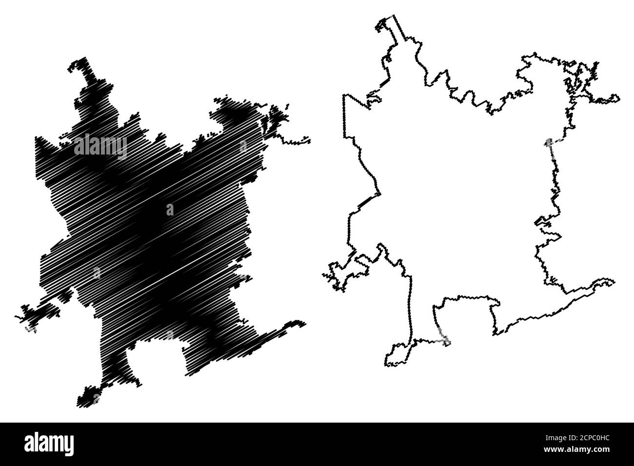 Ville de Santiago du Chili (République du Chili, région métropolitaine de Santiago) carte illustration vectorielle, croquis de scribble carte de la ville de Santiago Illustration de Vecteur