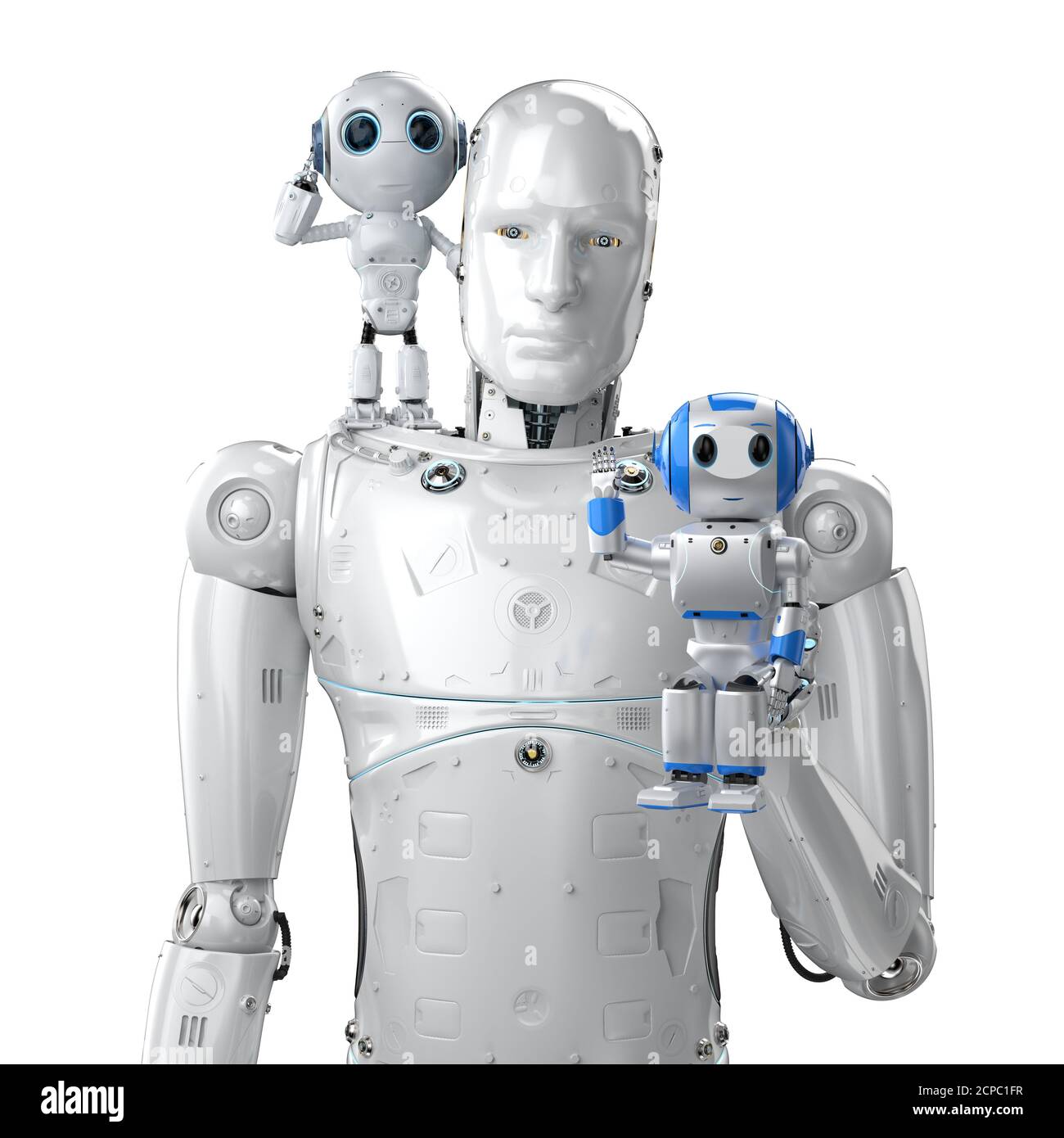 groupe de rendu 3d de robots d'intelligence artificielle avec personnage de dessin animé Banque D'Images