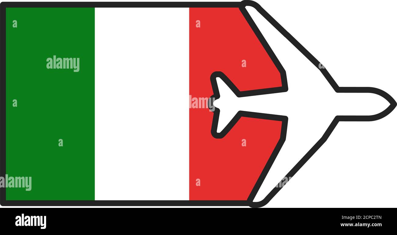 Icône de ligne de couleur drapeau de l'Italie. Réseau de compagnies aériennes. Vols internationaux. Destination touristique populaire. Pictogramme pour page Web, application mobile, Promo. INTERFACE UTILISATEUR UX Illustration de Vecteur
