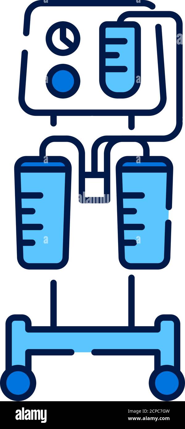 Icône de couleur de ligne d'aspirateur. Concept de pompe d'aspiration médicale. Élimination du liquide des cavités du corps. Drainage de la cavité après une intervention chirurgicale. Illustration de Vecteur