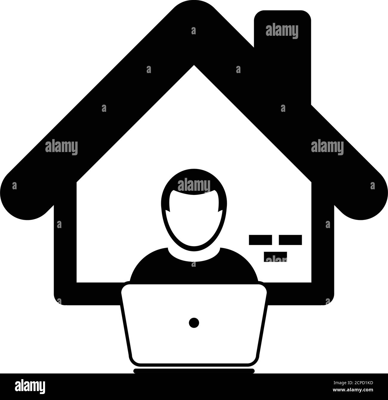 Icône travail à domicile avec profil de personne d'utilisateur masculin avatar pour les affaires et la finance dans un glyphe de couleur plate illustration du pictogramme Illustration de Vecteur