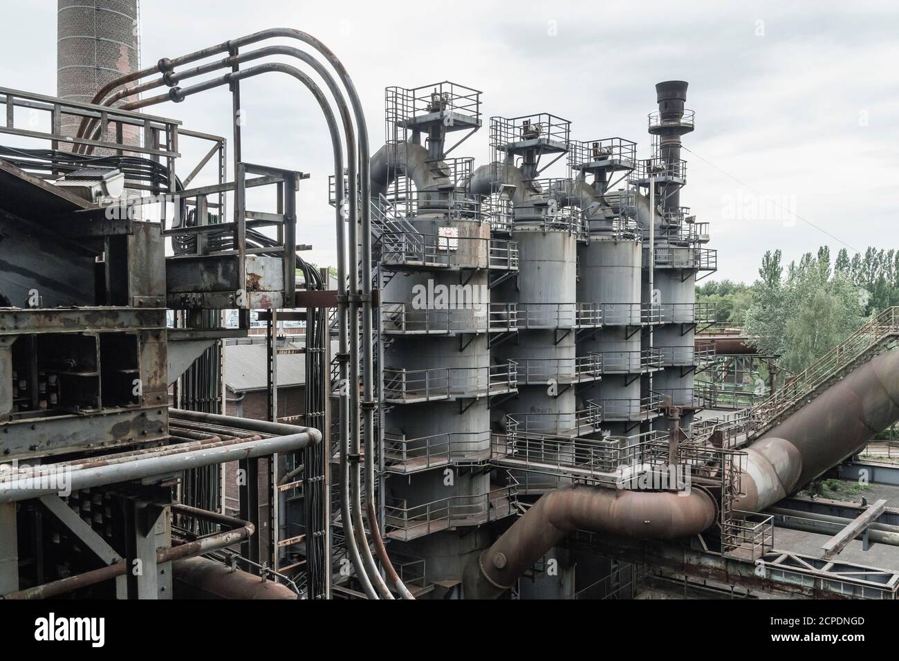 Duisburg, Landschaftspark Nord, aciéries fermées, haut fourneaux 1 et 2 Banque D'Images