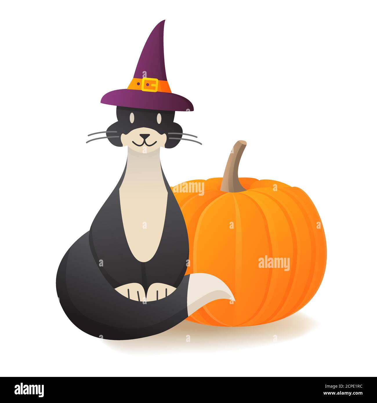 Chat noir avec citrouille. Élément de design halloween bannière de  vacances.Cute chat dans un chapeau. Animaux de compagnie Image Vectorielle  Stock - Alamy