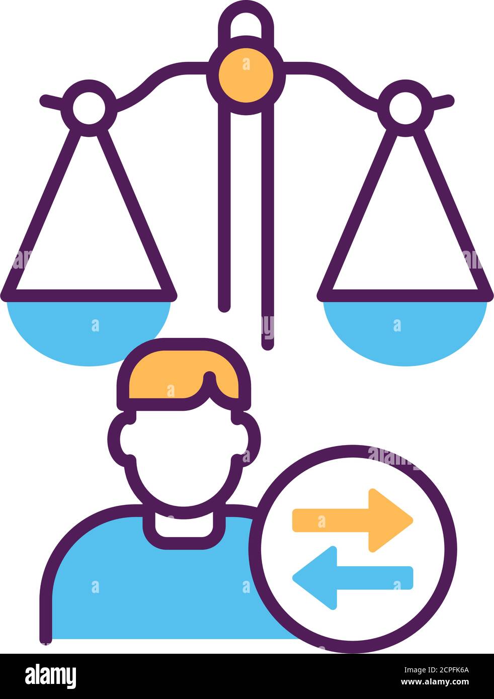 Icône de couleur de ligne de garde d'enfants. Concept judiciaire. Accord de séparation, adoption. Droit de la famille. Illustration de Vecteur