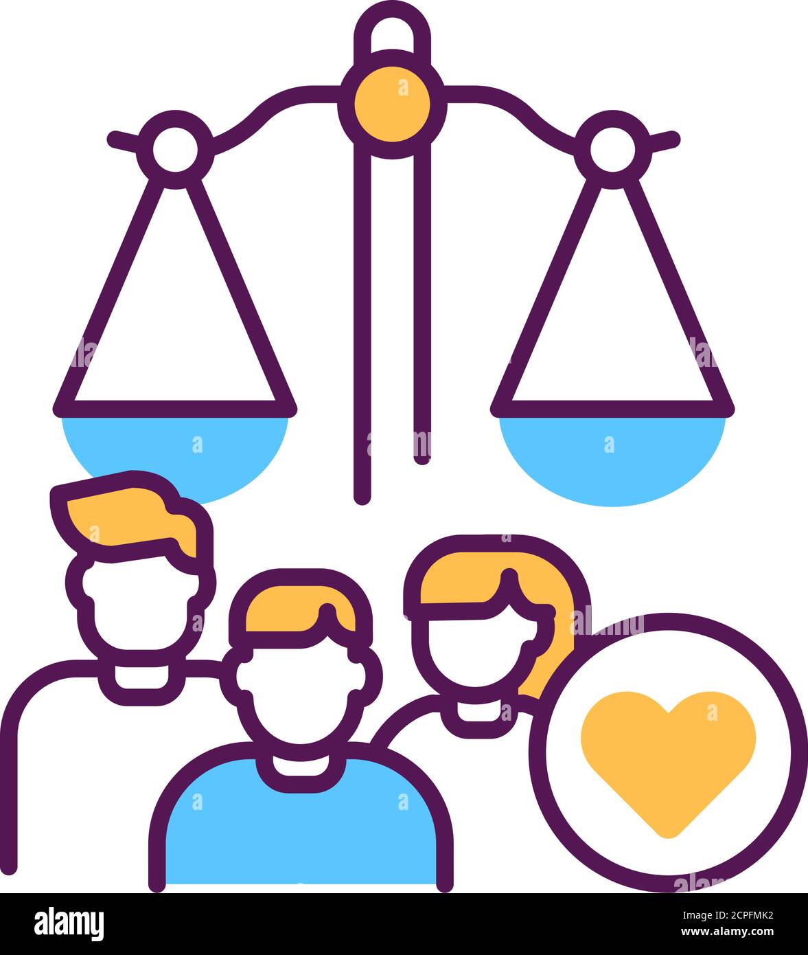 Icône de couleur de la ligne de cour familiale. Concept judiciaire. Garde d'enfants. Inscrivez-vous pour accéder à la page Web, à l'application mobile, au bouton et au logo. Illustration de Vecteur