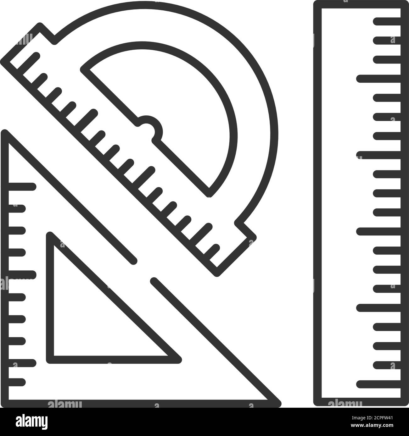 Icône de ligne noire des règles. Outils de mesure : règle, triangle, rapporteur. Format et tailles corrects. École, fournitures de bureau. Inscrivez-vous pour accéder à une page Web ou à une application mobile Illustration de Vecteur