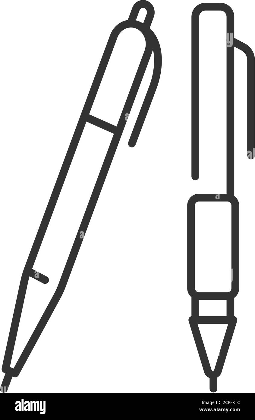 Stylo à bille classique bleu détaillé icône de ligne noire. Concept de papeterie. Fournitures scolaires. Inscrivez-vous pour accéder à une page Web, une application mobile, une bannière, des réseaux sociaux Illustration de Vecteur