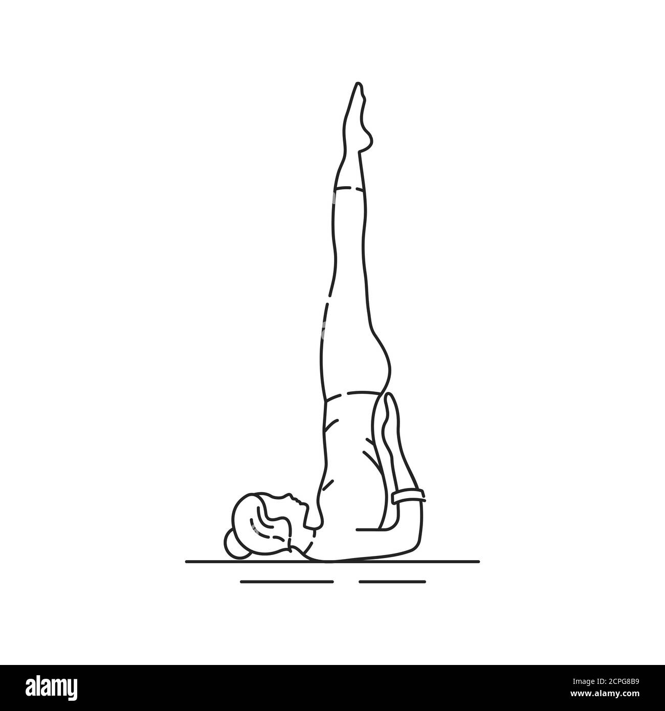 Icône de ligne noire Sarvangasana. La position dorsale est entrée en décubitus dorsal avec les genoux pliés. Pictogramme pour page Web, application mobile, Promo. INTERFACE UTILISATEUR UX Banque D'Images