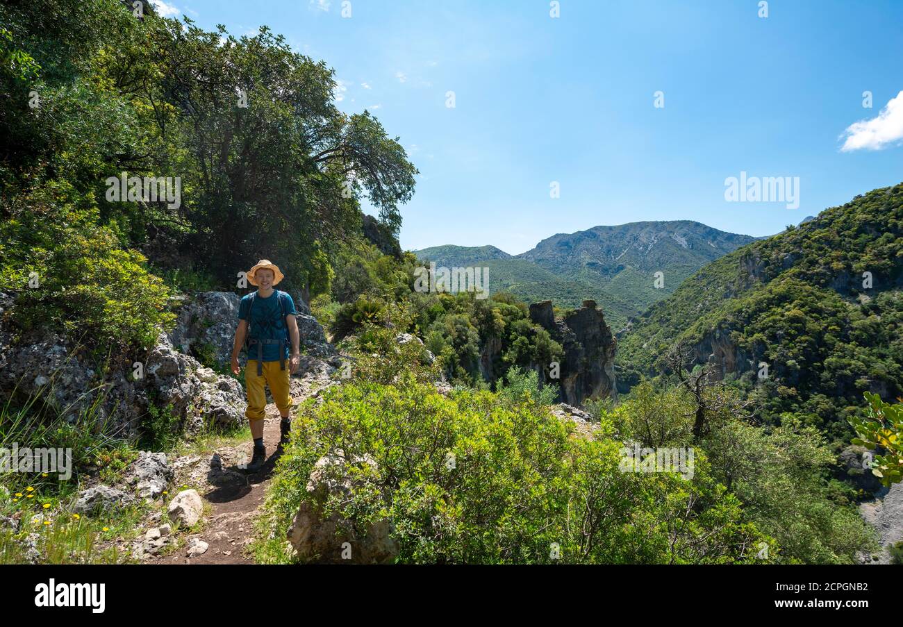 Randonnée pédestre, la gorge verte, Garganta Verde, Sierra de Cadix, Cadix, Espagne, Europe Banque D'Images