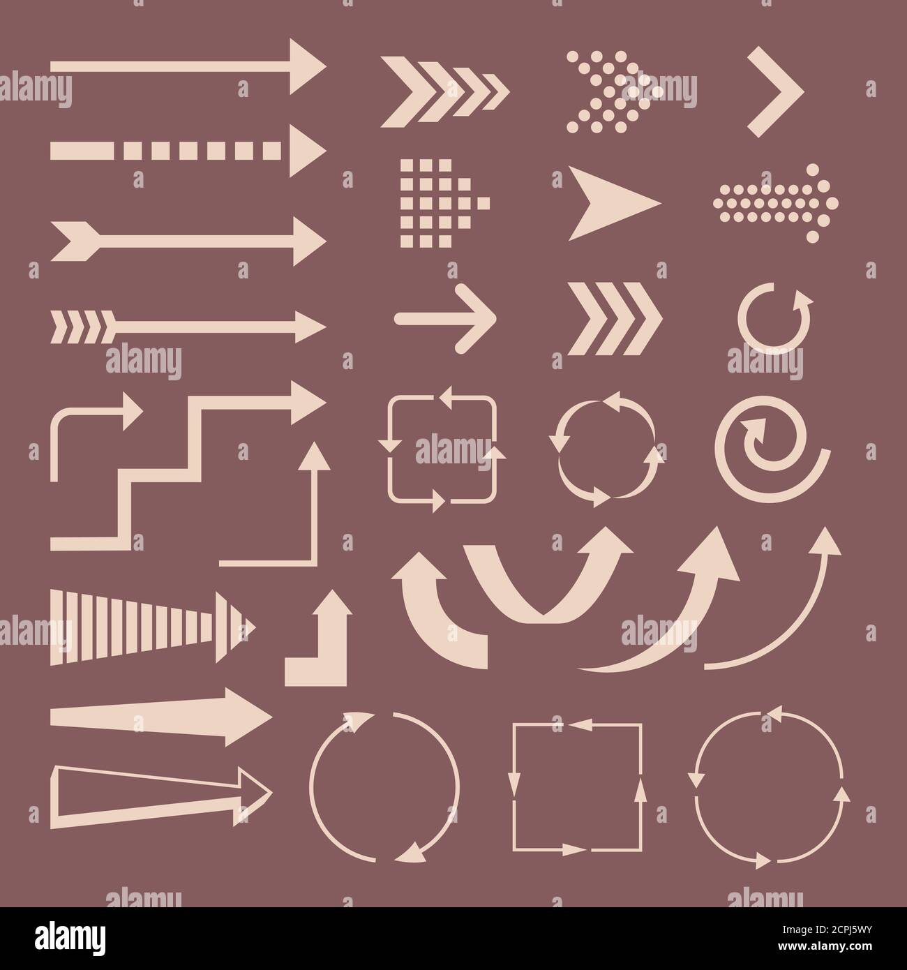 Ensemble de flèches et de destinations conception vectorielle. Illustration de la flèche vers la droite et du pointeur, actualisation et rotation Illustration de Vecteur