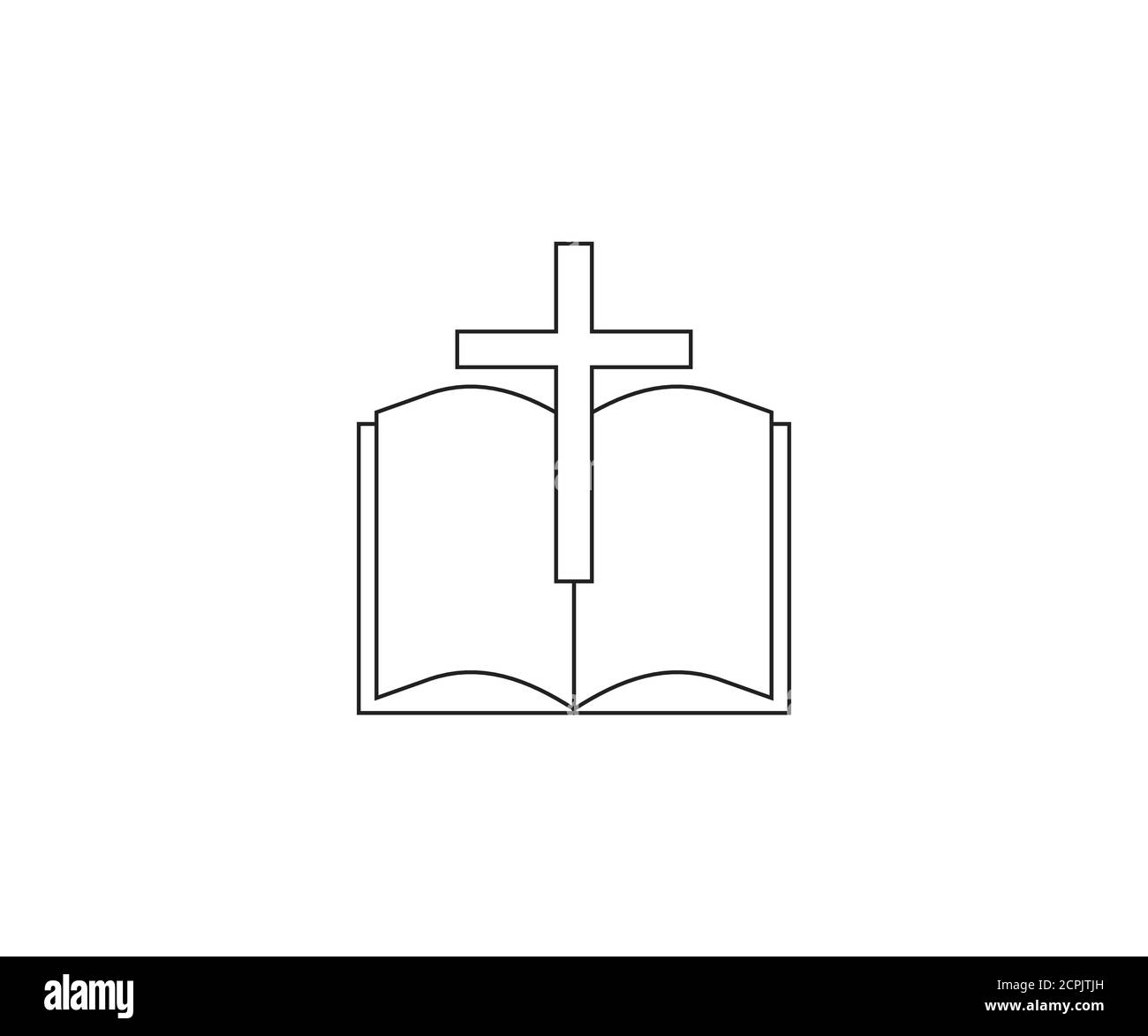 Bible, livre, icône de croix. Illustration vectorielle, conception plate. Illustration de Vecteur