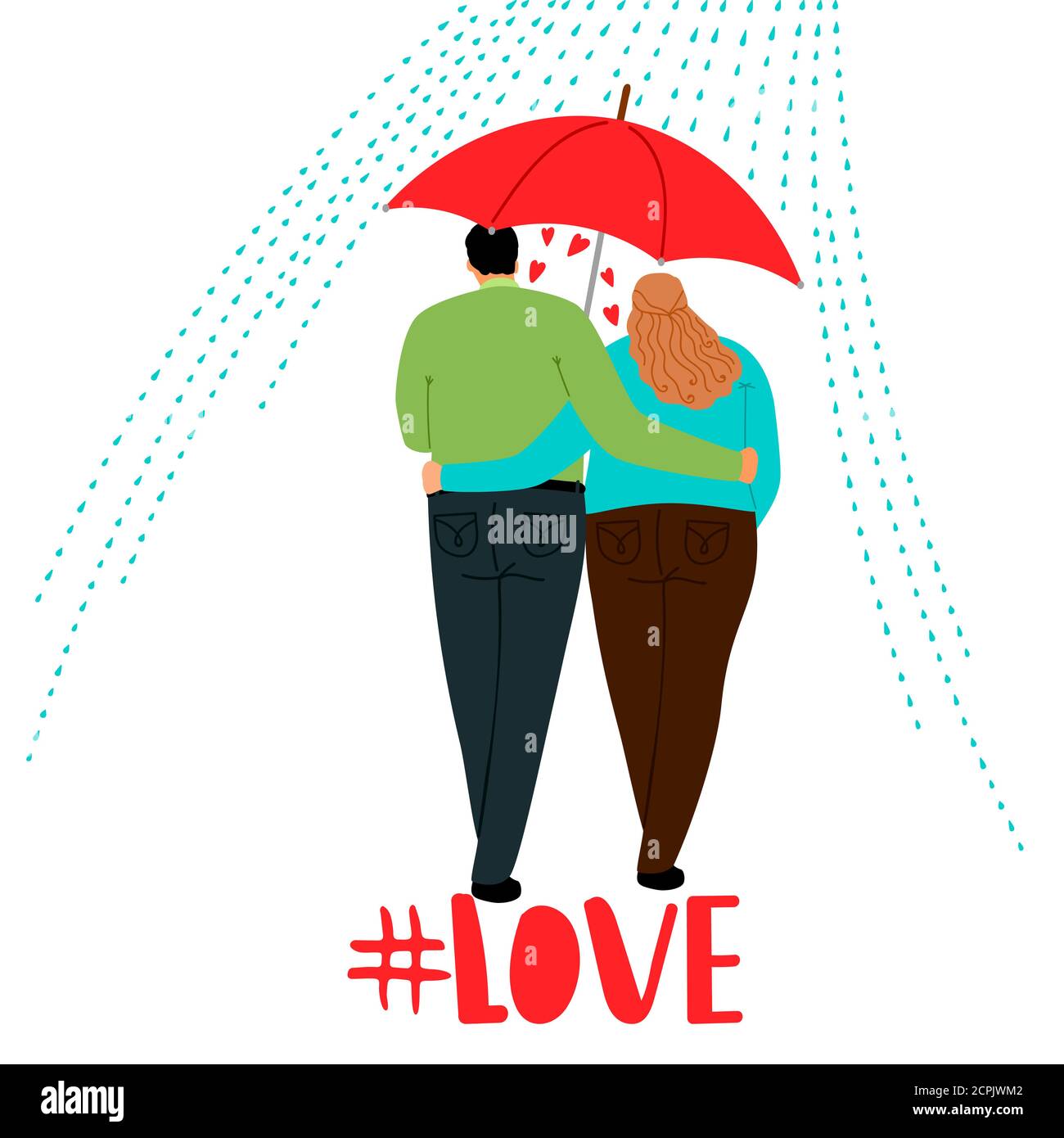 Couple en amour avec parapluie sur le backgound blanc, l'illustracion de vecteur d'amour Illustration de Vecteur