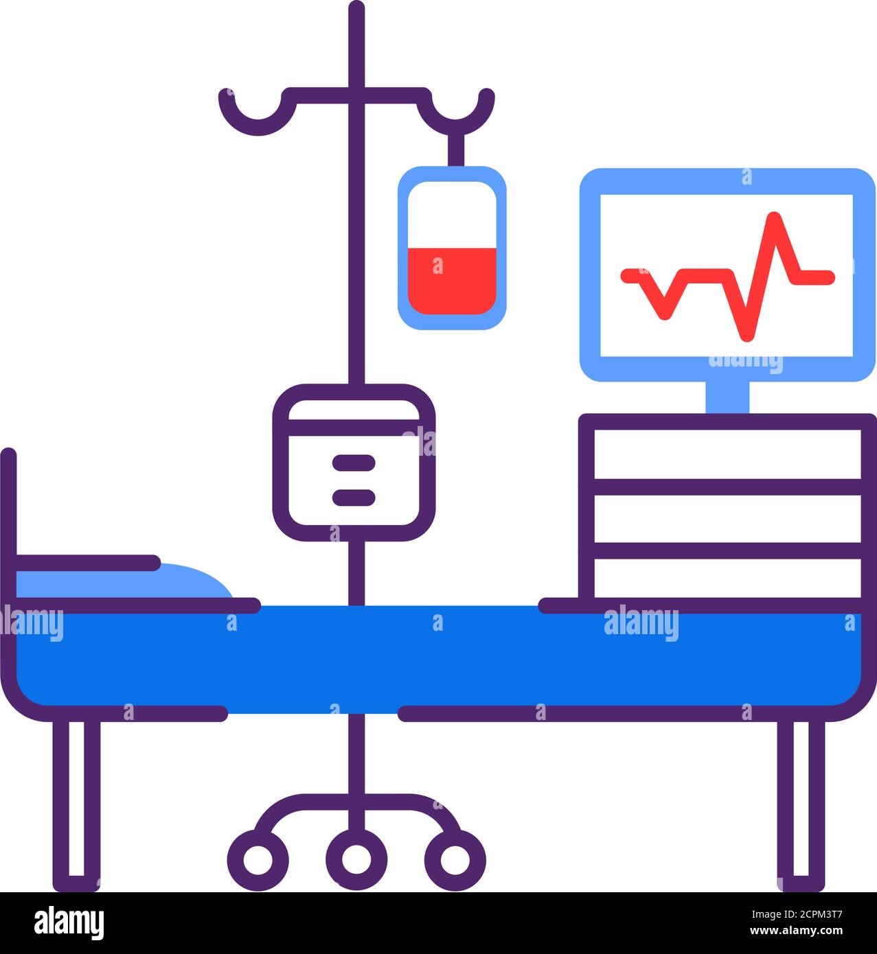 Icône de couleur de la ligne de chimiothérapie. Service hospitalier, thérapie intensive. Traitement médical. Soins palliatifs. Inscrivez-vous pour accéder à la page Web, à l'application mobile, au bouton et au logo Illustration de Vecteur