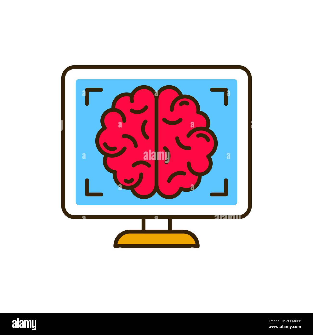 Icône de la ligne de couleur du cerveau IRM. Concept médical et ...