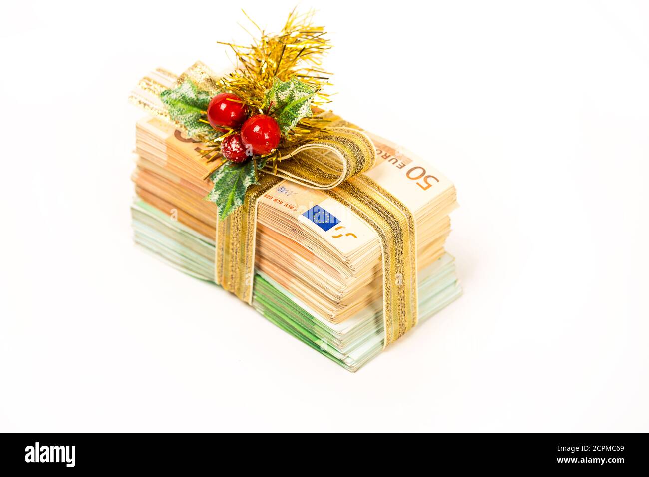 billets en euros empilés isolés sur fond blanc . Concept euro Money Banque D'Images