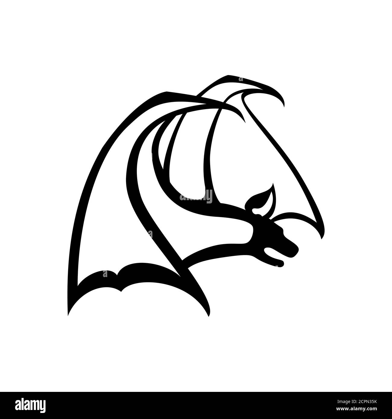 Illustration vectorielle du logotype bat. Simple symbole de batte noir et blanc Illustration de Vecteur