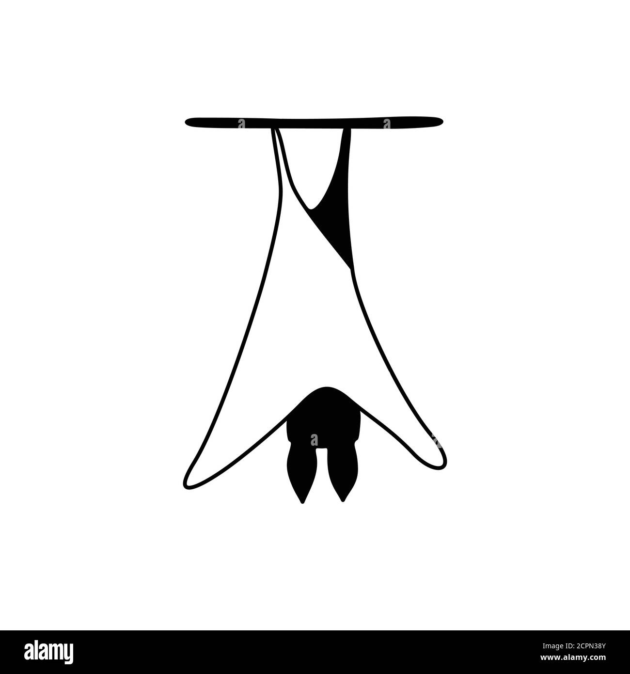 illustration vectorielle de la chauve-souris de nuit de dessin animé. Chauve-souris simple et drôle en noir et blanc Illustration de Vecteur