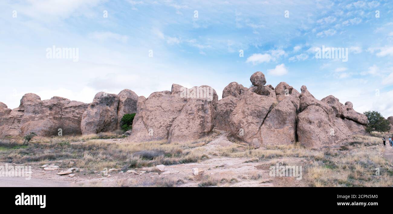 Vue sur les rochers qui composent le parc national de City of Rocks au Nouveau-Mexique, États-Unis Banque D'Images