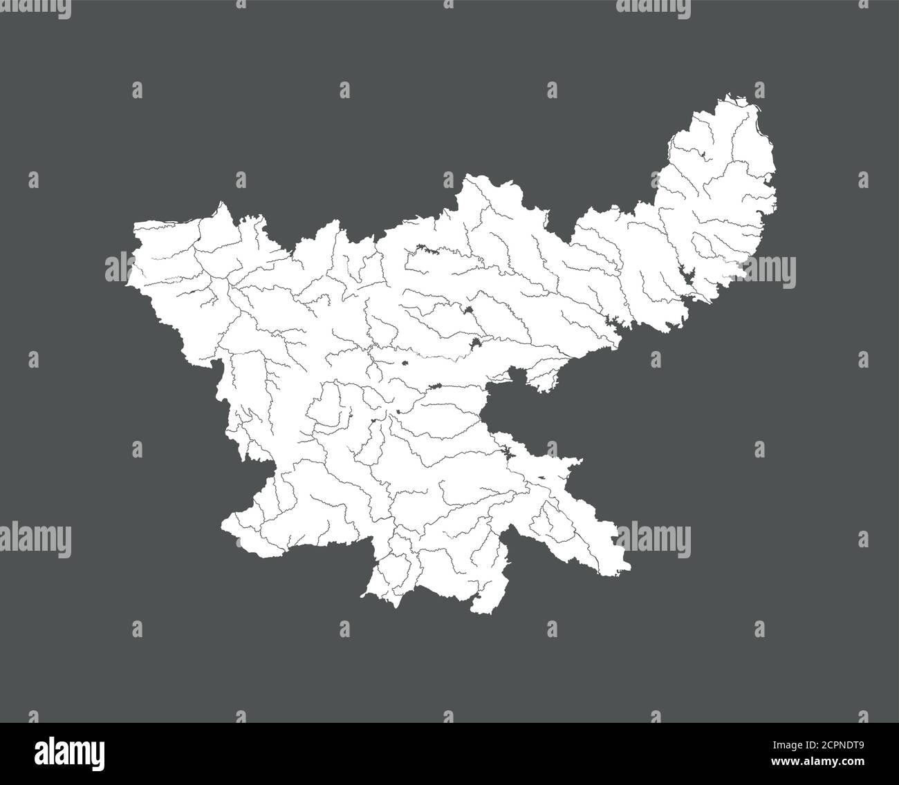Etats de l'Inde - carte de Jharkhet. Fait à la main. Les rivières et les lacs sont illustrés. S'il vous plaît regardez mes autres images de séries cartographiques - ils sont tous très deta Illustration de Vecteur