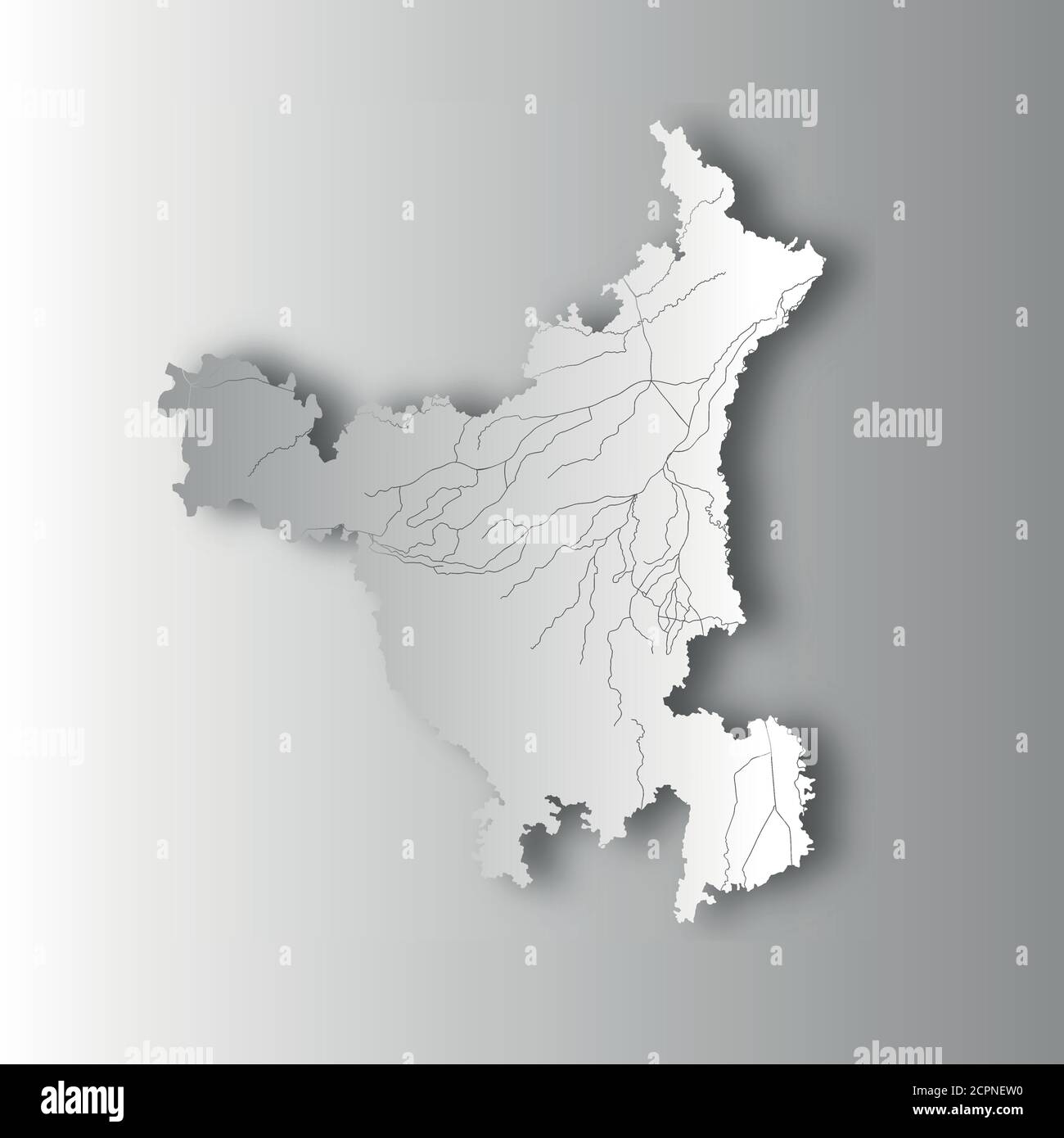 États de l'Inde - carte de Haryana avec effet de coupe de papier. Les rivières et les lacs sont illustrés. S'il vous plaît regardez mes autres images de séries cartographiques - ils sont tous Illustration de Vecteur