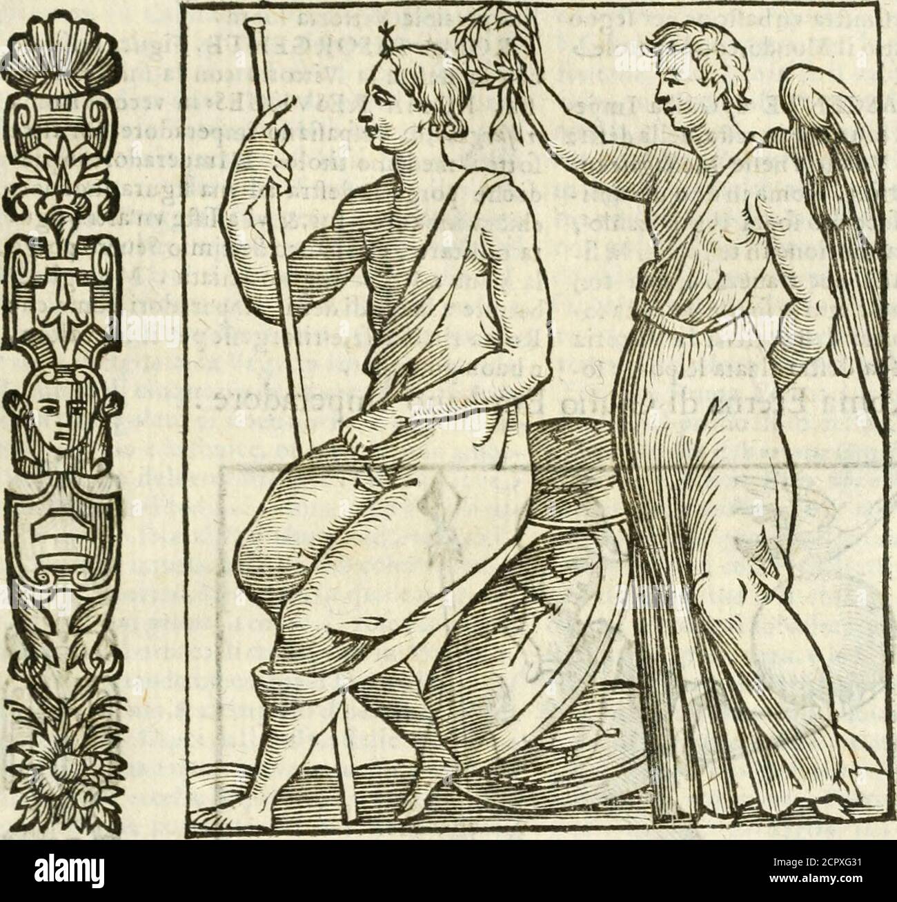 . Della novissima iconologia . lata condue fpighe, vn^ per banda, fì.niftra,e deftra intcila di Roma nella Genqe Poblicia.il capo d-Aquila per la Maeftà del Romano Imperio, lefpighe in tefta per labondante copia di virtuo-fi penlìeri . La lupa challatta Romolo,& Re-Mo gemelli vedeli nella Medaglia incerta inFuluio Qrfinia carte 188.innanzi alji piedi della folita figura di Roma fedente fopia rotelle,& armijclieg 1 penfa ila Fauftolo Paftore ; SEH due augelli volanti che la metteno in mezzoIl piglia per.Pico,mà più tofto fono poftì per lofelice&gt;auIpiciodi Roma, la lupa fimilmentc fta en partie Banque D'Images