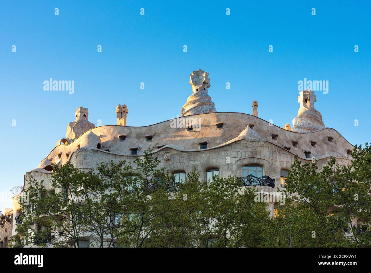 Barcelone, Casa Milá, la Pedrera, Antoni Gaudi, monument architectural, site classé au patrimoine mondial de l'UNESCO Banque D'Images