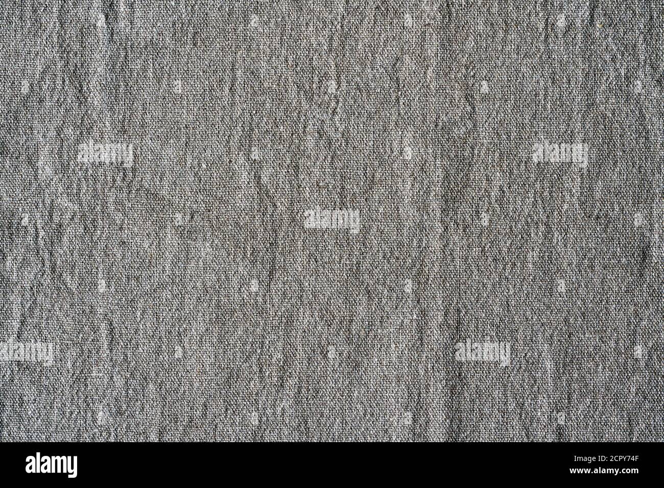 Fond de texture de lin naturel. Tissu froissé de couleur grise, texture rugueuse, espace de copie Banque D'Images