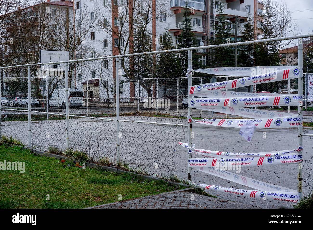 29 mars 2020 Eskisehir Turquie. Les précautions à prendre par la municipalité d'Eskisehir à l'égard du coronavirus ont fermé les parcs de jeux et les rues vides Banque D'Images