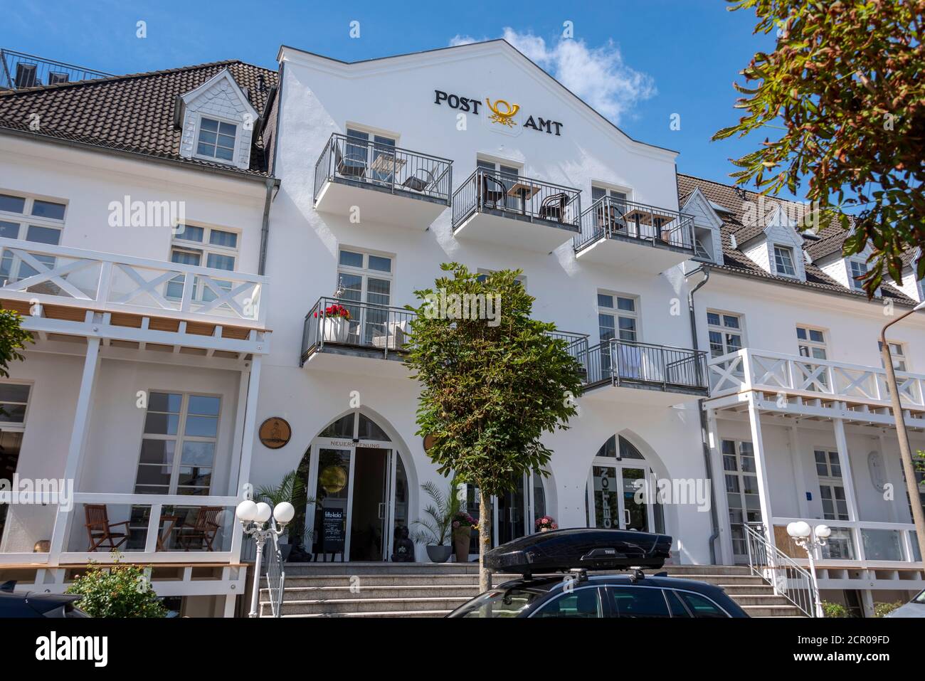 Allemagne, Mecklembourg-Poméranie occidentale, île de Ruegen, Binz, hôtel, bureau de poste Banque D'Images