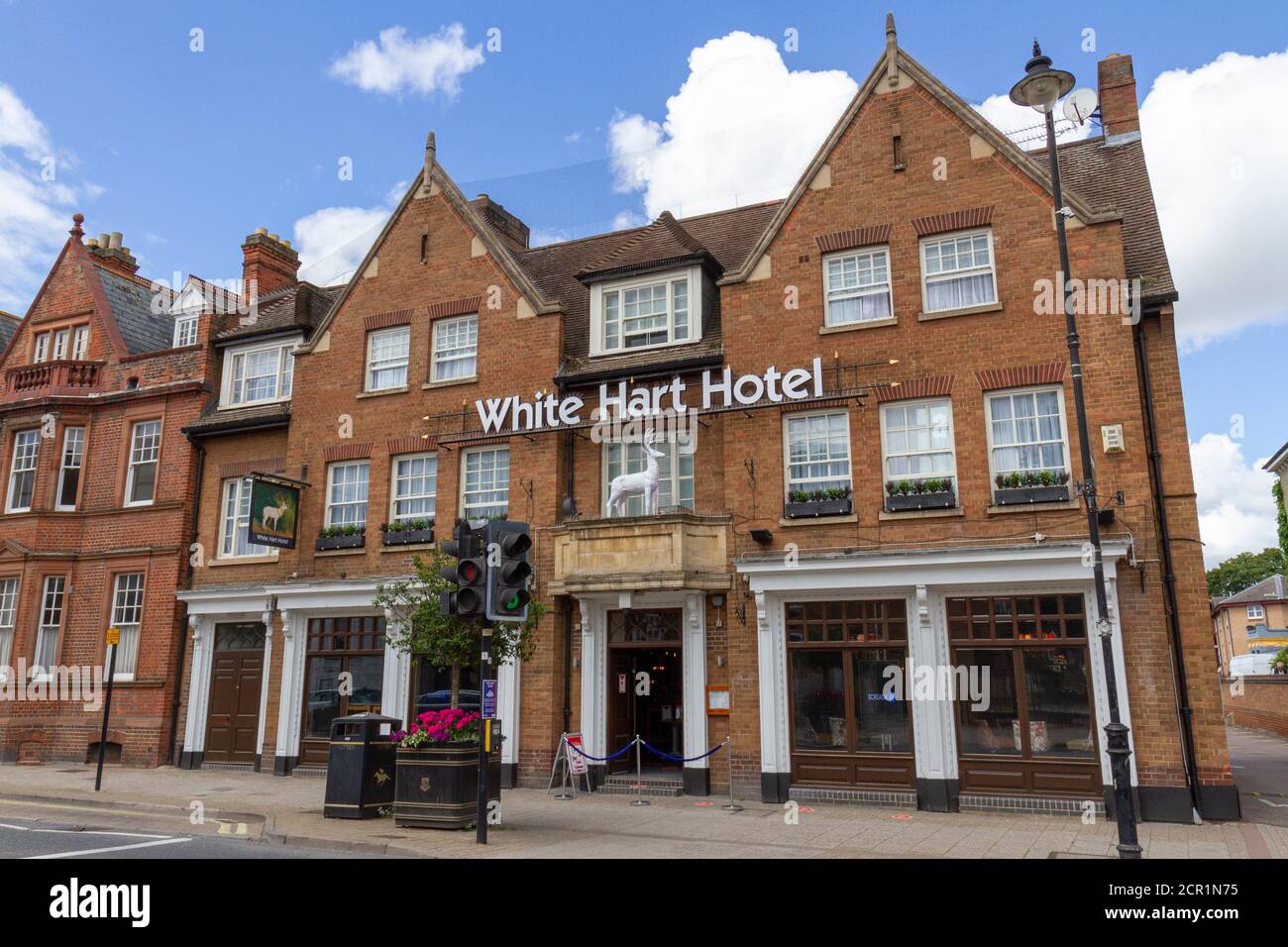 The White Hart Hotel on High Street, Newmarket, Suffolk, Royaume-Uni. Banque D'Images