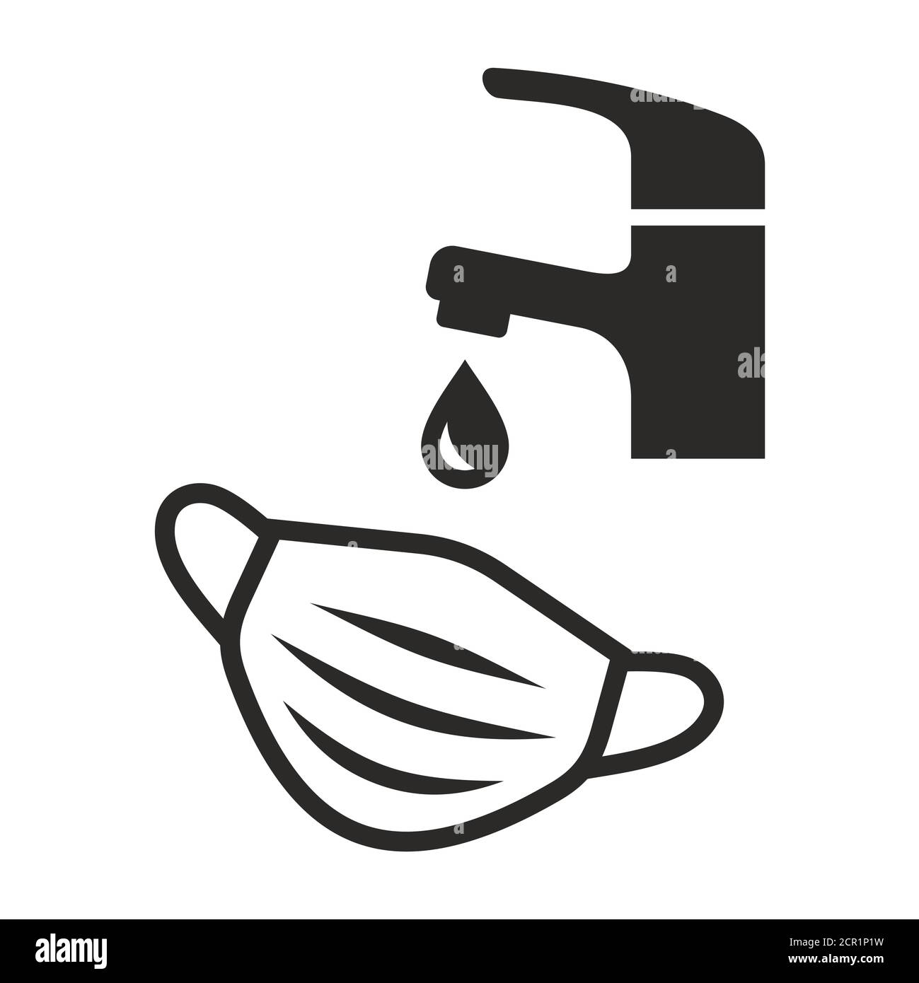 Icône de masque réutilisable et lavable. Équipement de protection individuelle, EPI. Icône vectorielle isolée sur fond blanc. Illustration de Vecteur