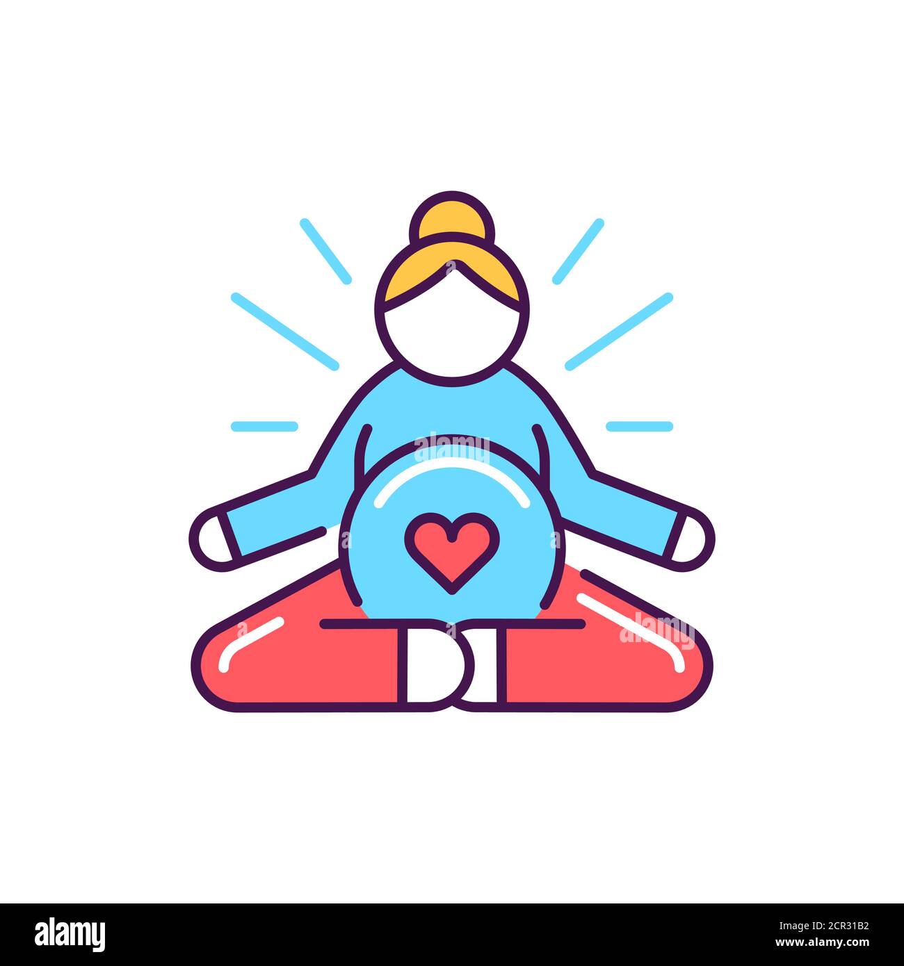 Icône de la ligne de couleur du yoga pour les femmes enceintes. Position Lotus. Pictogramme pour le Web, l'application mobile, la promotion. Élément de conception UI UX Illustration de Vecteur