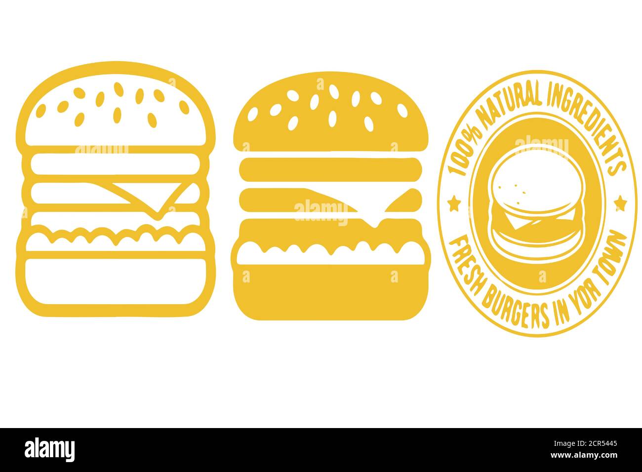 Assortiment d'illustrations et de badges pour hamburgers sur fond transparent Illustration de Vecteur