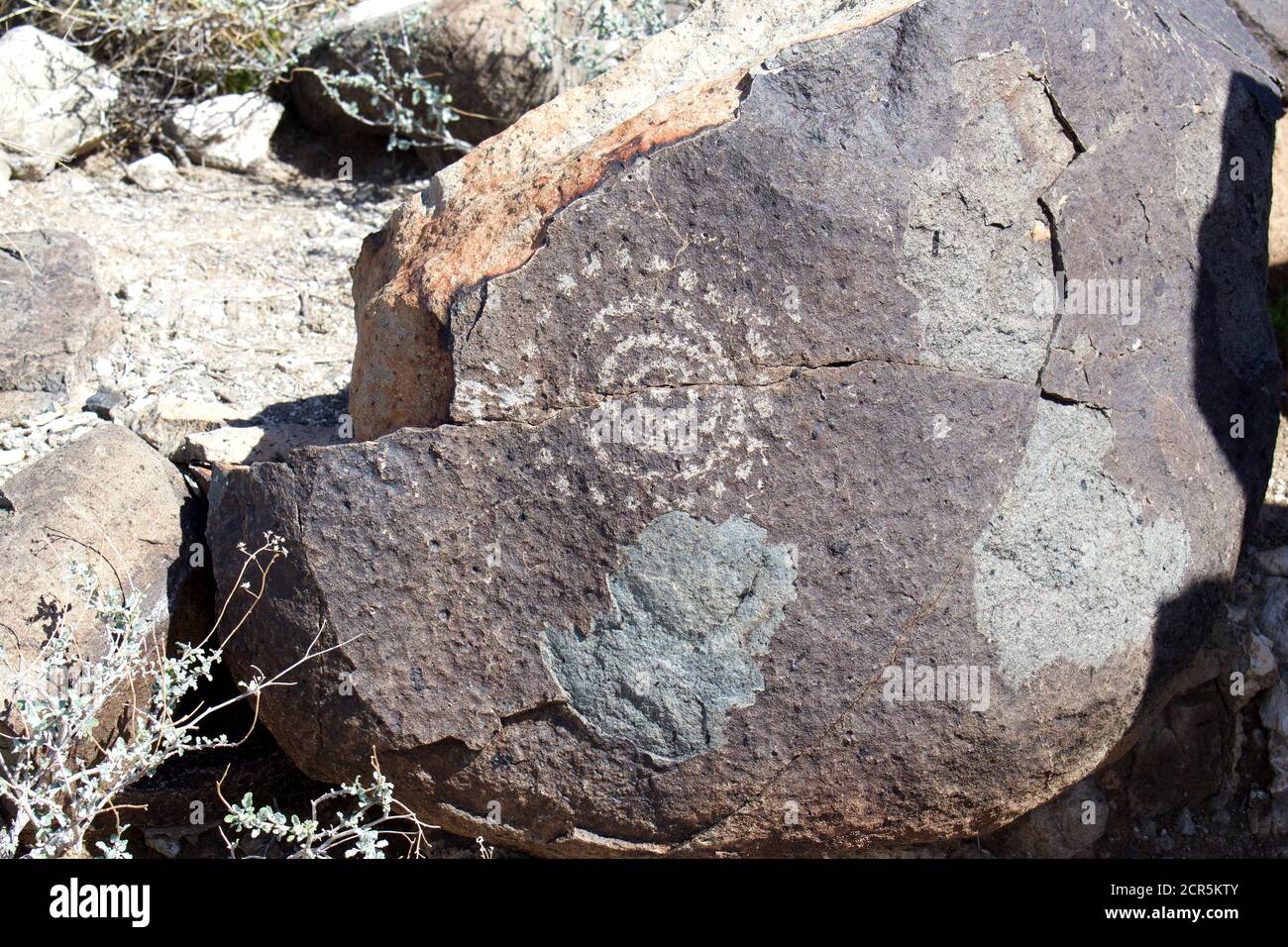 Site de Petroglyph de Three Rivers au Nouveau-Mexique, l'art rupestre préhistorique Jornada Mogollon Banque D'Images