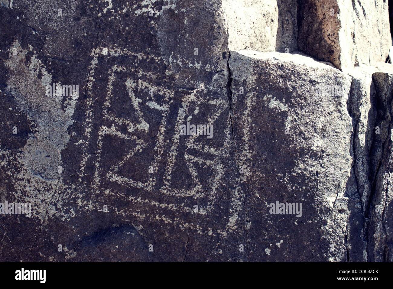 Site de Petroglyph de Three Rivers au Nouveau-Mexique, l'art rupestre préhistorique Jornada Mogollon Banque D'Images