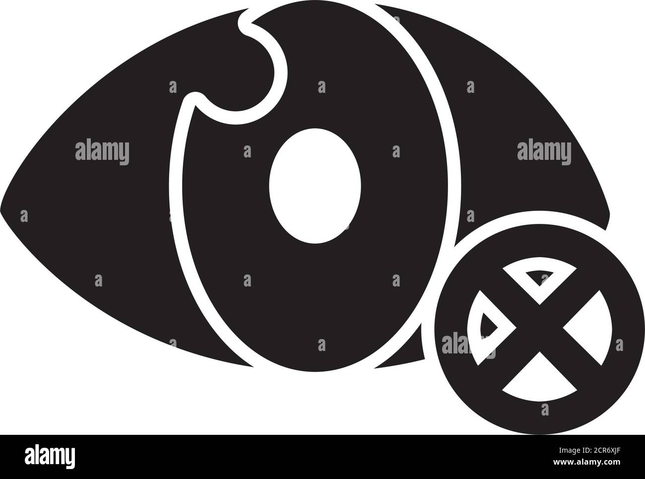 Symbole aveugle d'un œil ouvert avec signe interdit sur fond blanc, style de silhouette, illustration vectorielle Illustration de Vecteur