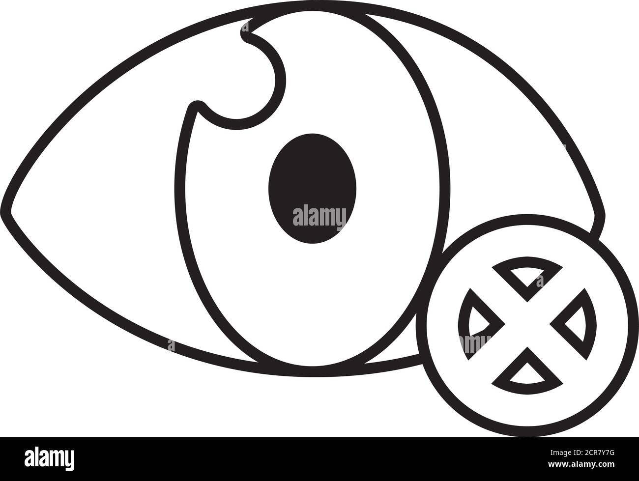 Symbole aveugle d'un œil ouvert avec signe interdit sur fond blanc, style de ligne, illustration vectorielle Illustration de Vecteur