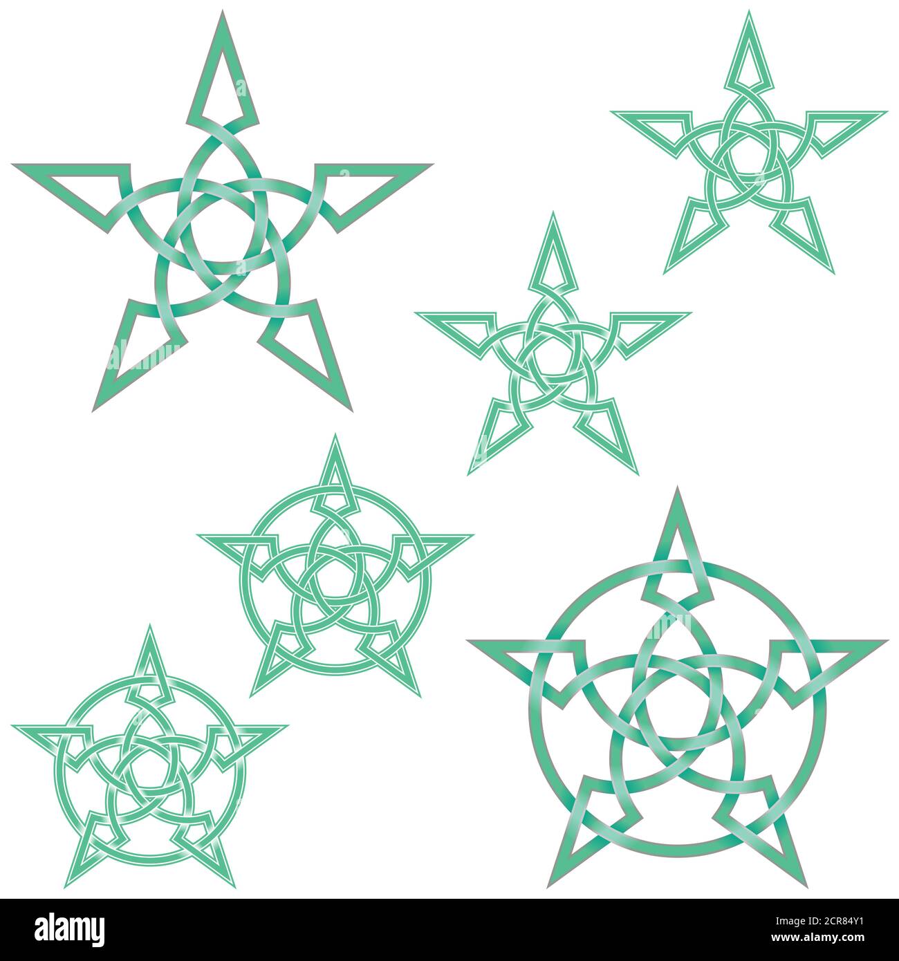 Illustration vectorielle d'une étoile entrelacée de style celtique entourée d'un cercle, facile à modifier et à changer de couleur, le tout sur fond blanc. Illustration de Vecteur