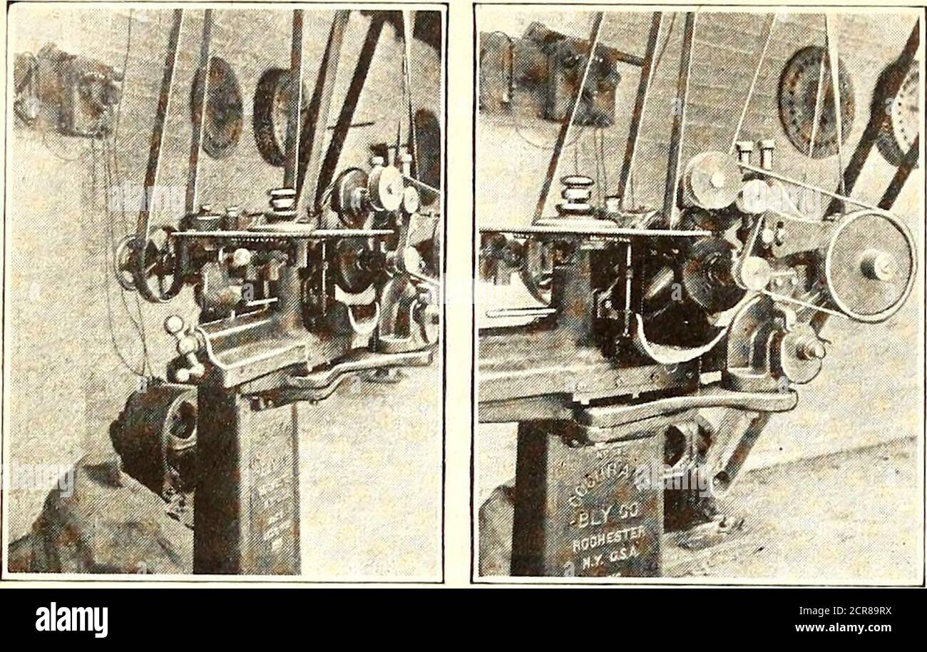 . Journal de chemin de fer électrique . SNAP Fire Reserwrfutnu House Shop voies DISPOSITION DE LA COUR DE HARVARD AVENUE, CLEVELAND RAILWAY 970 Electric Railway Journal vol. 52, no 22. LA TRONÇONNEUSE INSTALLÉE DANS LA MAISON DE STOCKAGE a par la suite été complétée par une grue de locomotive élique Ohio de 15 tonnes avec fixation à benne preneuse, qui est utilisée pour la manutention de travaux spéciaux et de matériaux lourds en miscellane. Sur cette grue, le levage est effectué au moyen de doubles tambours entraînés par une Westinghouse75-hp. Charge c.c. de 550 V et 10,000 lb de la série MC de 600 tr/min : 110 pieds par minute ; avec une ligne en deux parties à 20, Banque D'Images