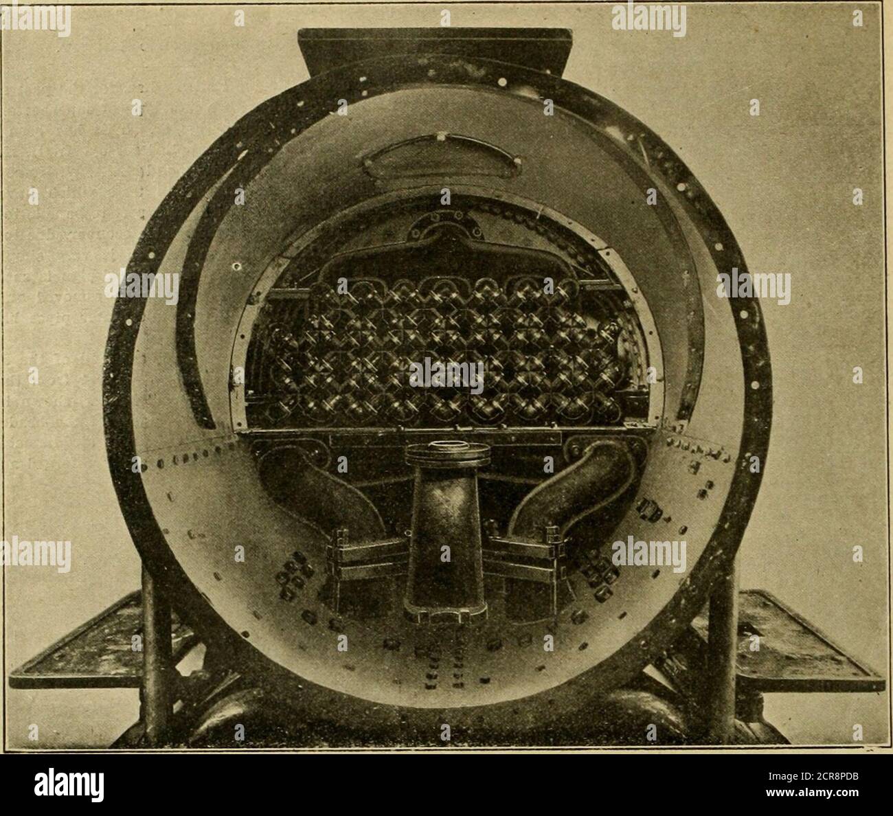 Ingenieur Americain Et Journal Ferroviaire Eig 1 Disposition Binebal Du Surchauffeur Vaughan Horsey 42 American Engineer And Railroad Journal Ajuster 2 Extremite Avant Montrant La Disposition Des Barres De Coupe Et Des Tubes