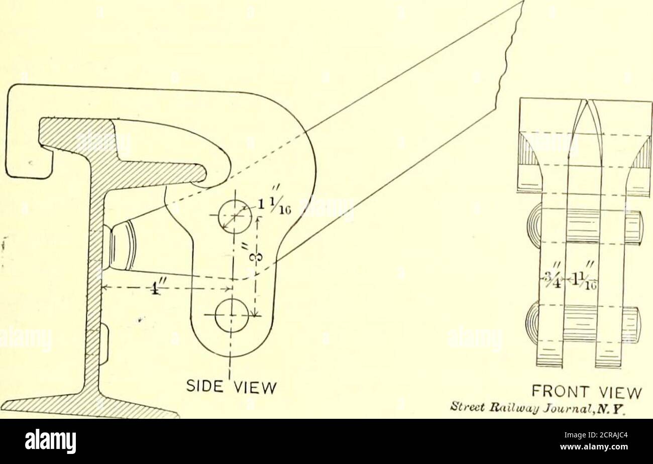 . Le journal de chemin de fer de rue . theslot est en face de l'ouverture dans le roulement contenant cette bague la bobine peut être introduite dans le centre de la juxtaposition. Le dispositif est ensuite démarré et la bande est enroulée en mai 1899.] JOURNAL DE CHEMIN DE FER DE RUE. 289 sur l'antenne lorsqu'elle est acheminée le long du centre de cet anneau de ro-tating. On peut donner plus ou moins de tension au pool contenant le ruban en augmentant ou en diminuant lapression sur les surfaces de friction. L'anneau fait environ 60 à 100 r.p.j., mv selon le caractère de la bobine. Il donne d'excellents résultats, et le travail peut être réduit aboutwithi-thi Banque D'Images