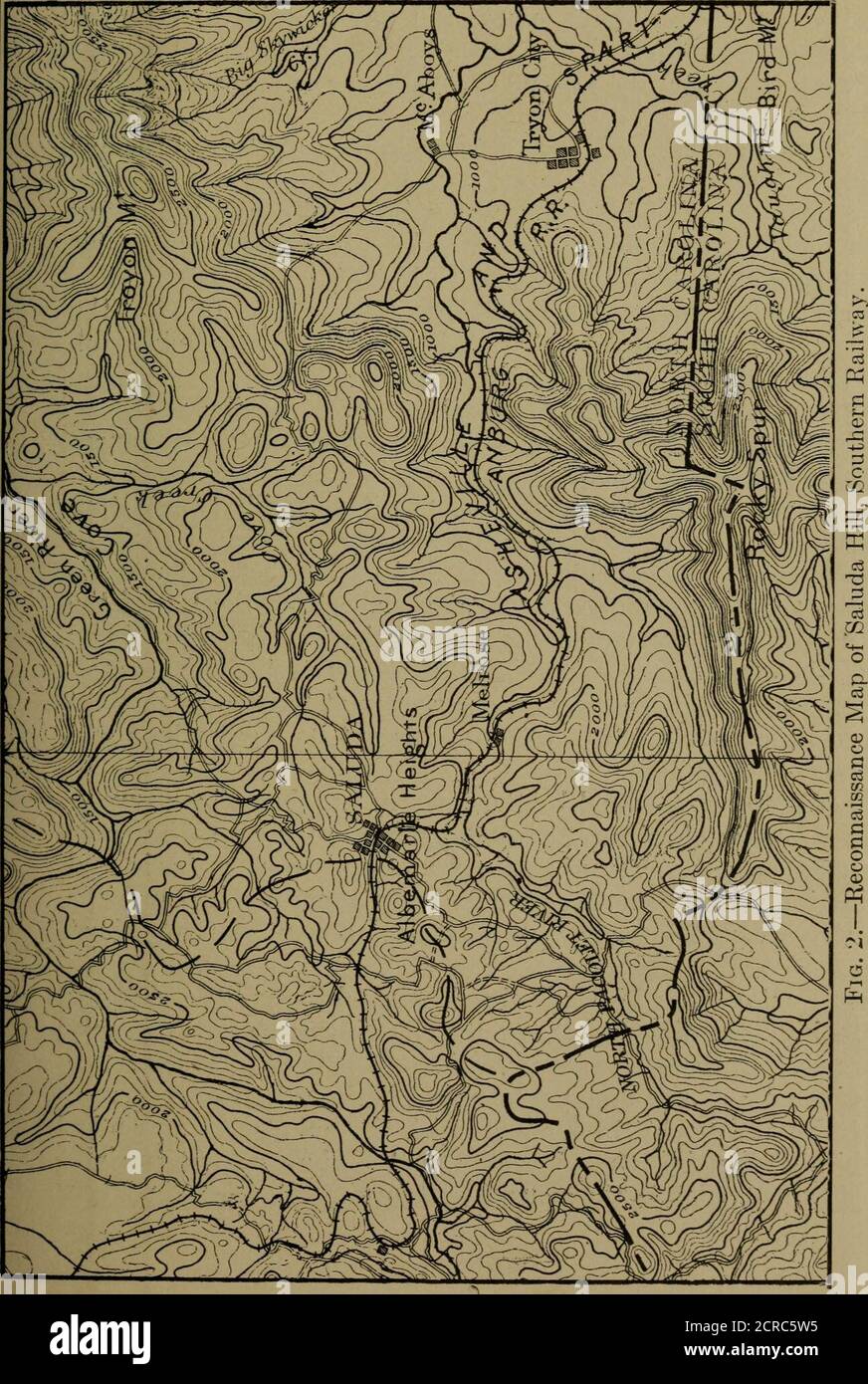 . Ingénierie d'entretien ferroviaire, avec des notes sur la construction . Figure 1.— C S. carte géologique du levé, Virginia-Maryland, une partie de Frederic! burg Sheet. ^^® log RU^ intervalle de contour, 50 pieds. 125,(XX) INGÉNIERIE. 4 UNE TELLE révision ne semble pas être un investissement rentable. Toutefois, si les conditions doivent changer et que des trains plus lourds doivent être transportés sur la colline, une réduction de la pente pourrait bien être éclipsée. Au moment de l'examen, l'état des linewas était le suivant: Puissance nominale du moteur,-—la puissance nominale du moteur pour les trains en direction du sud était déterminée par la dynamomet Banque D'Images