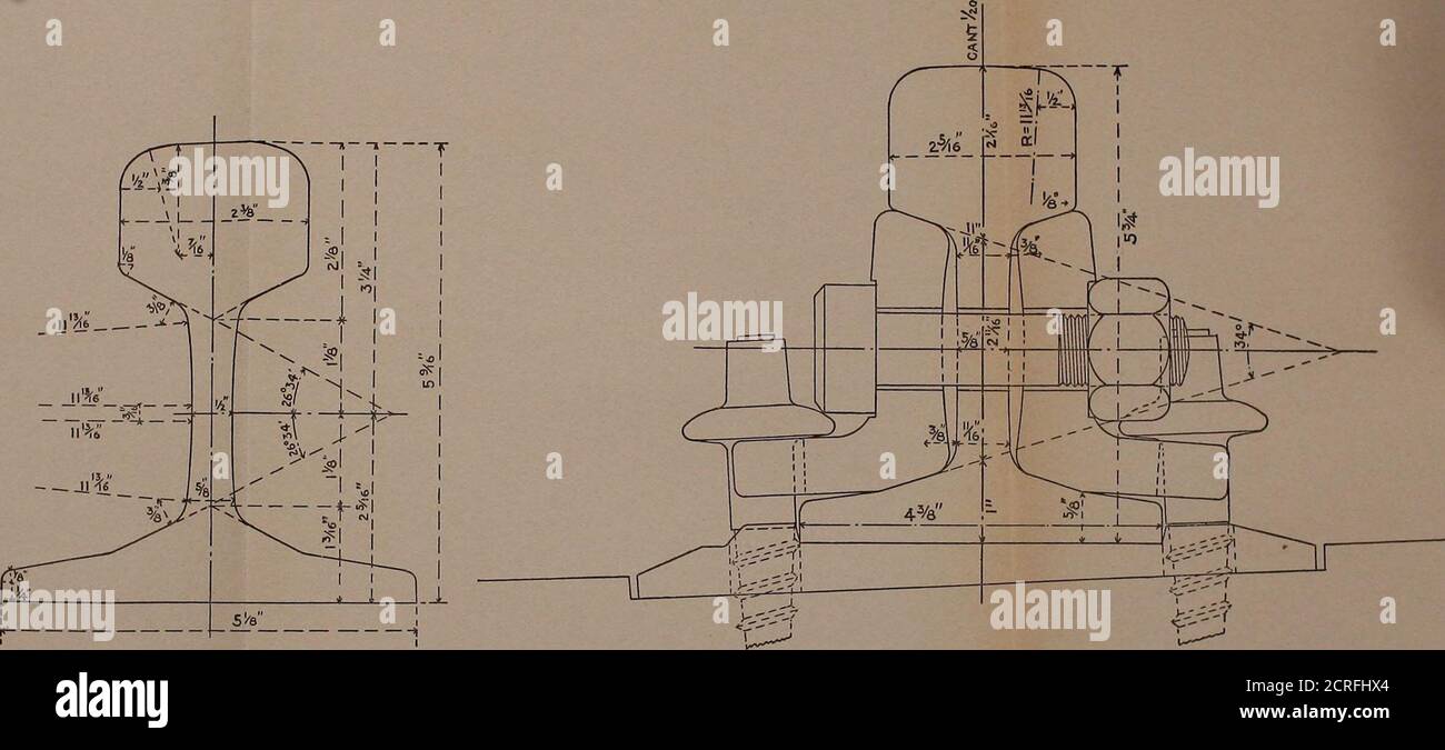 . Les rails en acier; leur histoire, leurs propriétés, leur résistance et leur fabrication, avec des notes sur les principes du matériel roulant et de la conception des voies .  4 )ti .. Jj% - 9G.7 lb par yd.Paris, Lyon et chemin de fer méditerranéen 91 lb par yd.French Eastern Railway. 92.7 lb par yd ■ chemins de fer de l'État égyptien. Plaque X. — sections de rail du type Vignole. -^ ;^  -—i fo r in Banque D'Images