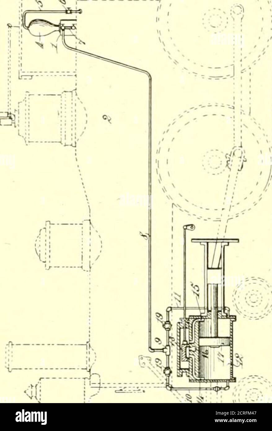 . Digest ferroviaire . pour empêcher son mouvement vers l'avant, lelaiton étant adapté pour engager une boîte de journal pour empêcher son mouvement vers l'arrière, et le coin et le laiton étant engagés pour empêcher le mouvement vers l'arrière de la première et le mouvement vers l'avant de la dernière. Dispositif de lubrification pour vérins SteamEngine N° 632,104.ALLEN H. I INGMAX. De chaudière de Ha-., d'un tuyau d'alimentation menant à l'elubricateur et fourni avec des branchesqui se connectent directement à une partie inférieure du vérin moteur à ses extrémités en position, et les clapets anti-retour de ces branchesdu tuyau d'alimentation, par lequel l'alimentation delubrifiant vers le vérin Banque D'Images