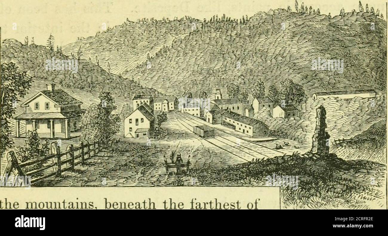 . Livre de guides de chemin de fer de Harper New York et Erie : contenant une description du paysage, des rivières, des villes, des villages et des travaux les plus importants sur la route ; avec cent trente-six gravures de Lossing et Barritt, D'esquisses originales faites expressément pour ce travail par William Macleod . mais plus cohérente carrière, continue à être due dans la direction (sud-ouest) de rencontrer son allié.ces deux flux, se précipitant l'un vers l'autre, sont aboutpour s'unir à Chehocton, quand, dans les mots heureux de M.. Willis, lo i une montagne met en bas son immovablefoot, et interdit l'Union ! Chehocton est debout Banque D'Images