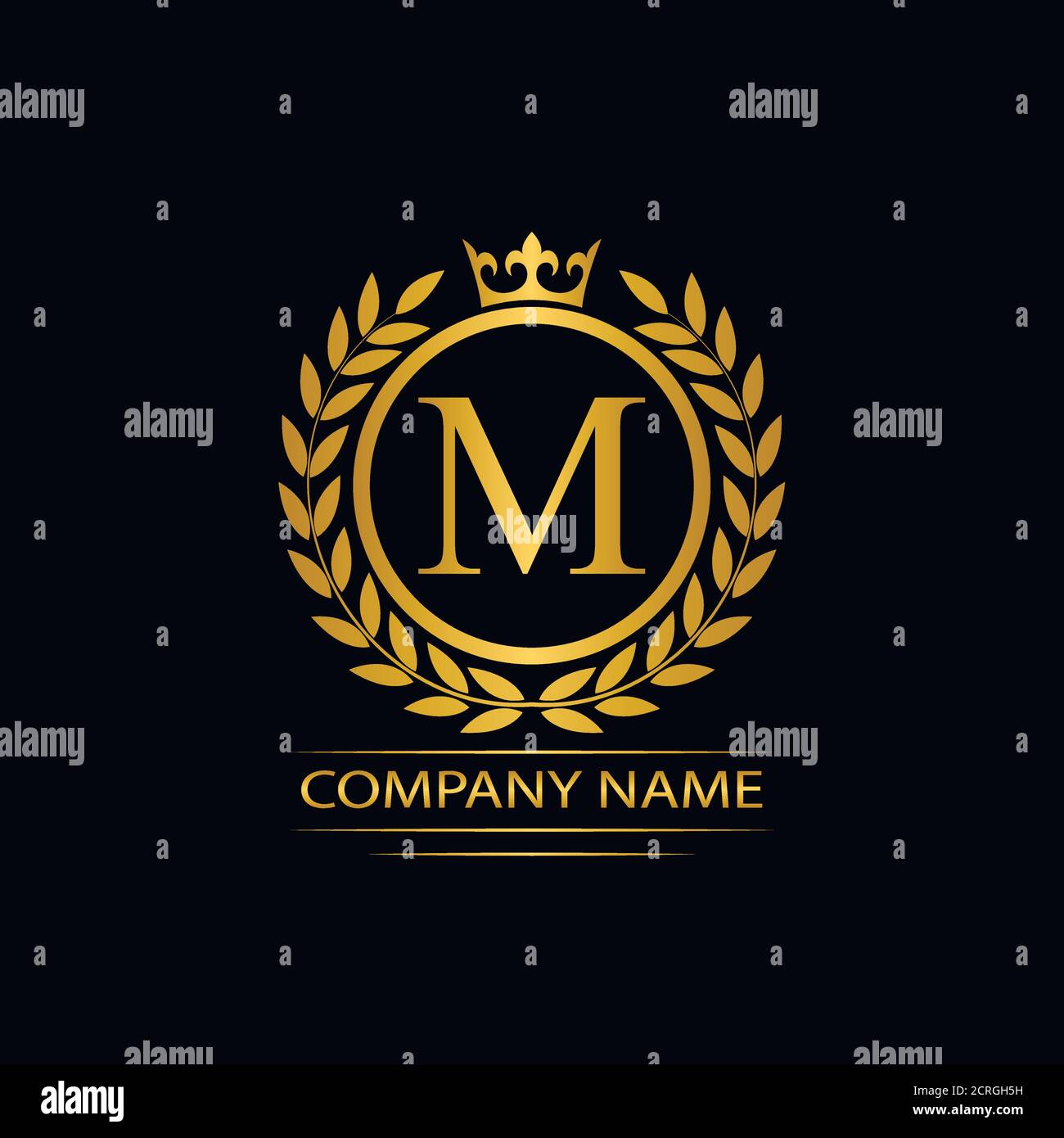 Lettre d'or M écureuil modèle de couronne logo lettre d'or de luxe avec ...